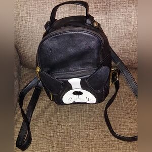 Betsey Johnson Black and White Dog Face Backpack
